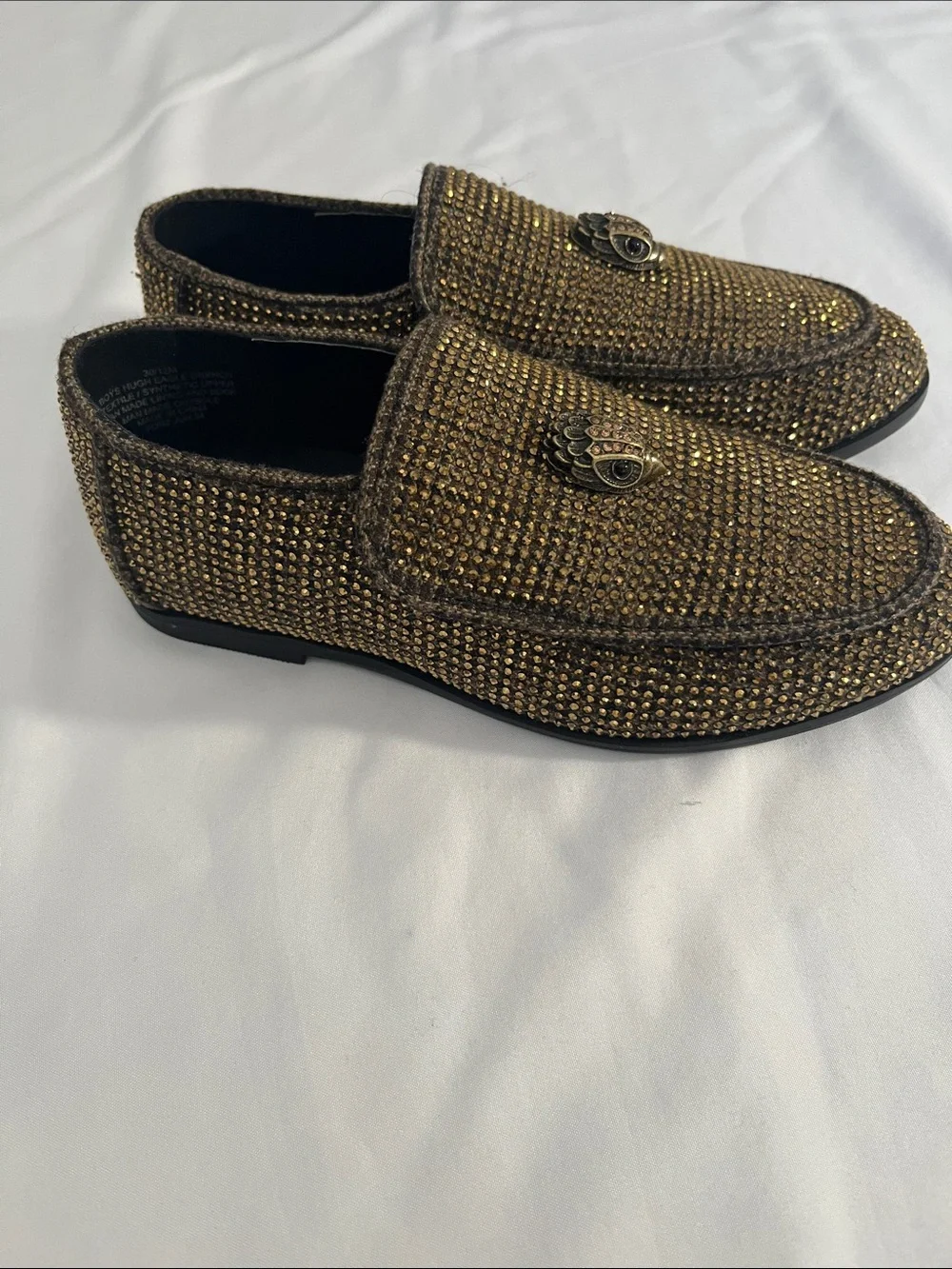 Kurt Geiger Bronze Crystal-Embellished Slip-On Loafers